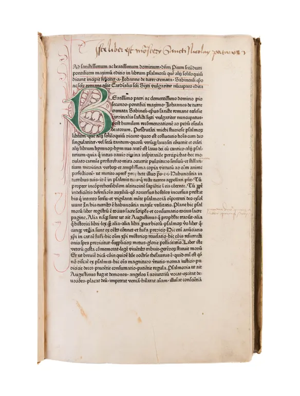 Expositio super toto psalterio.
[Augsburg], Johann Schüssler, [not after 1471].