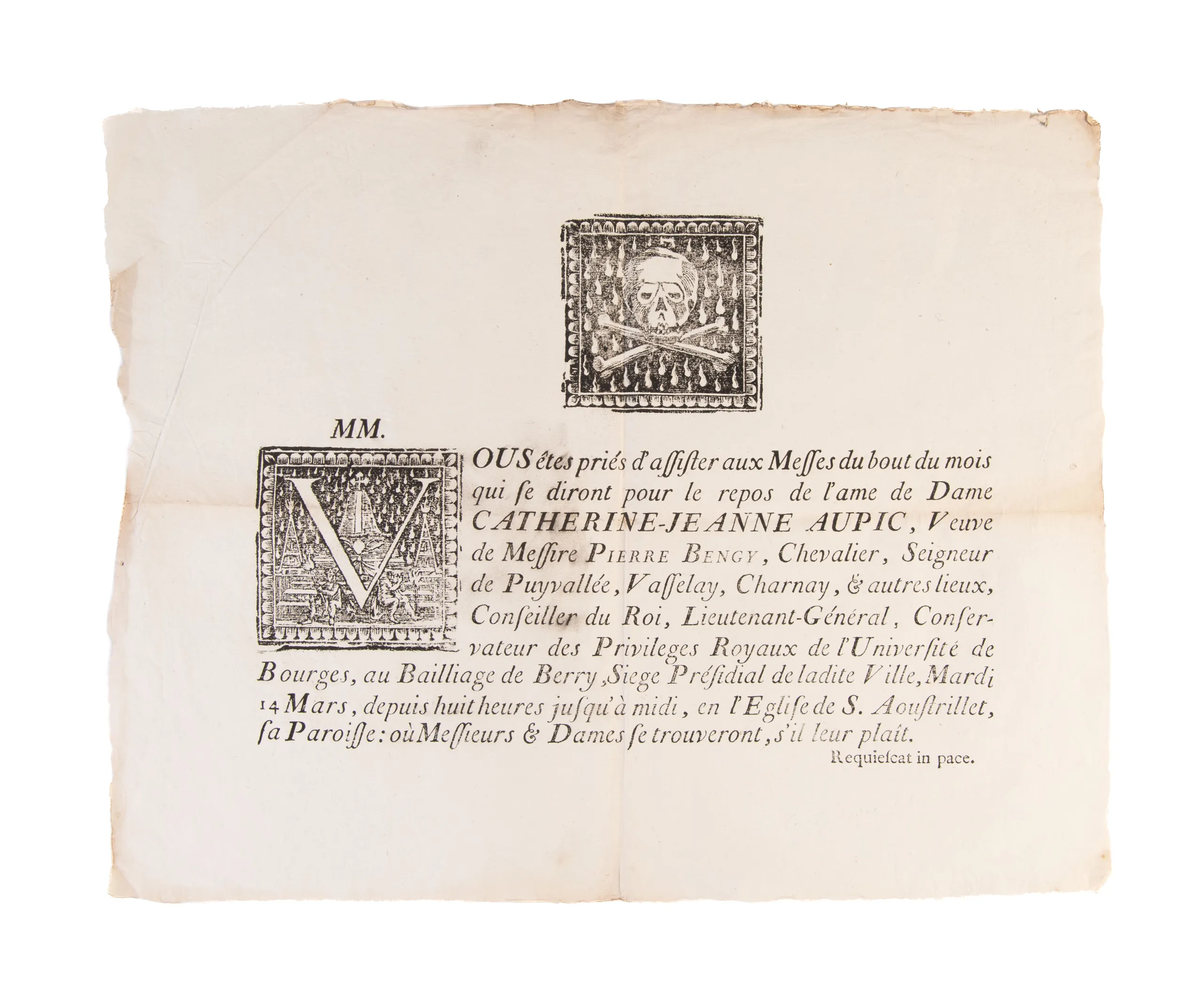 Collection of twelve placards mortuaires (death notices).