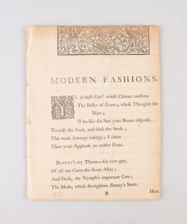 [Modern Fashions. A Poem, address'd to the Ladies].