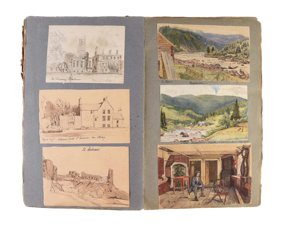 Four large albums of watercolours, photographs and ephemera.