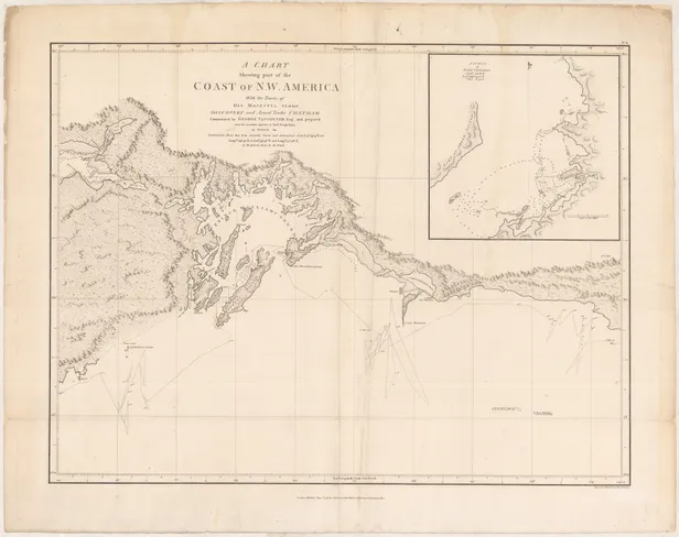 A Chart shewing part of the Coast of N.W. America, with the Tracks of His Majesty's Sloop Discovery and Armed Tender Chatham; Commanded by George Vancouver Esqr. and prepared under his immediate inspection by Lieut. Joseph Baker, in which the Continental 