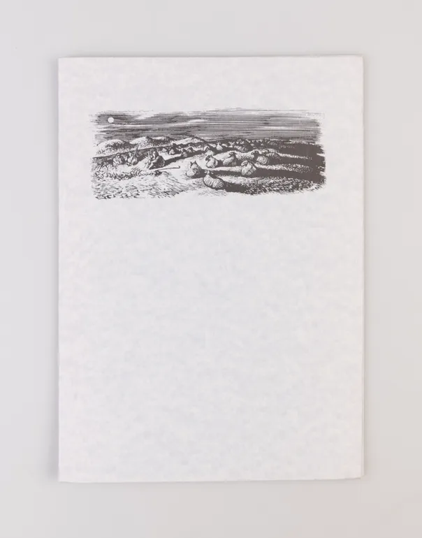 A Winter Solstice, with an illustration by Timothy Engellund of shepherds and sheep in a field under the moon,