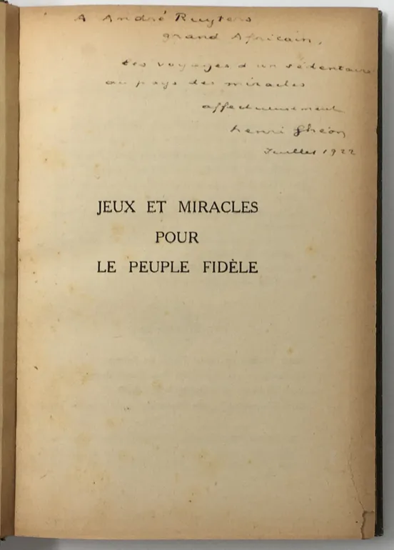 Jeux et Miracles pour la Peuple Fidèle.