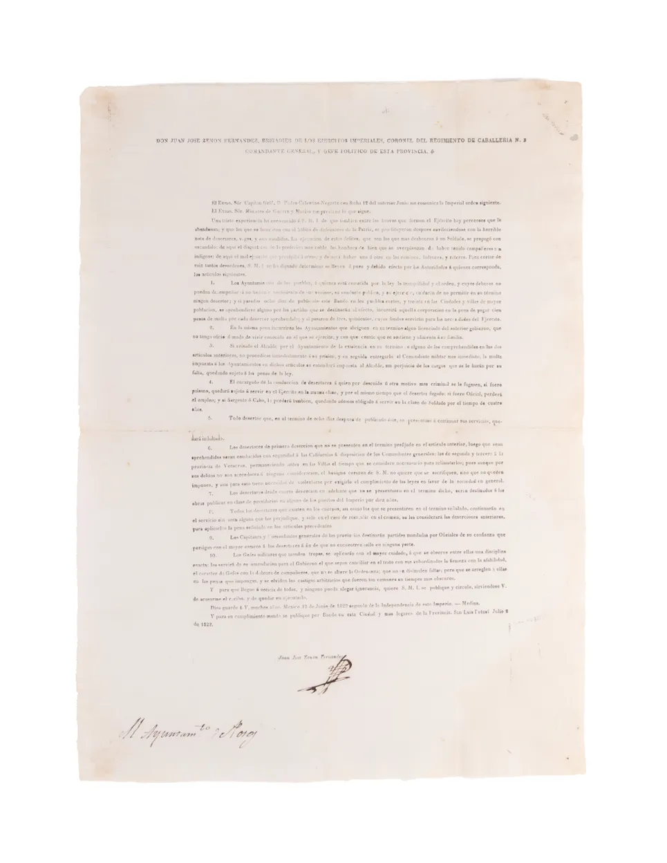 [Broadside sending deserters from the Mexican Army to California.]