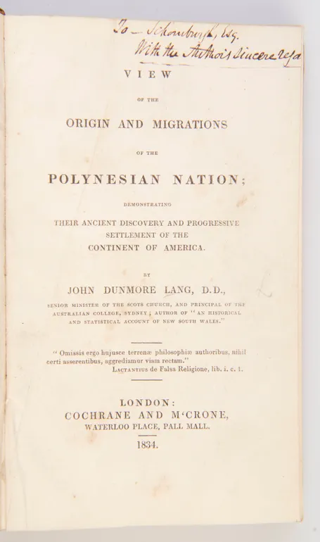 View of the Origin and Migrations of the Polynesian Nation; demonstrating their Ancient Discovery and Progressive Settlement of the Continent of America.