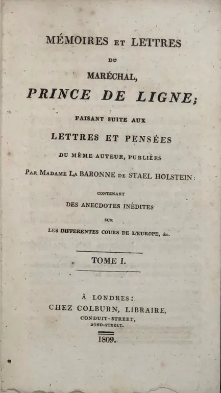 Mémoires et Lettres du Maréchal, Prince de Ligne;