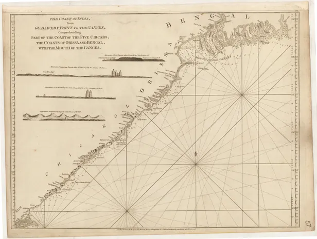 The Coast of India, from Guadavery Point to the Ganges, comprehending part of the coast of the Five Circars, the Coasts of Orissa and Bengal, with the Mouth of the Ganges.