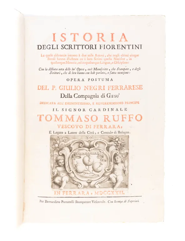 Istoria degli scrittori fiorentini la quale abbraccia intorno à due mila Autori [...].