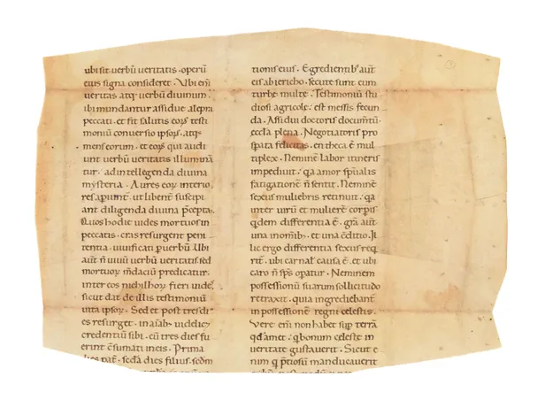 Pseudo-Chrysostom Fragment from Opus imperfectum in Matthaeum in Latin, manuscript on vellum.
[Italy, 12th century].