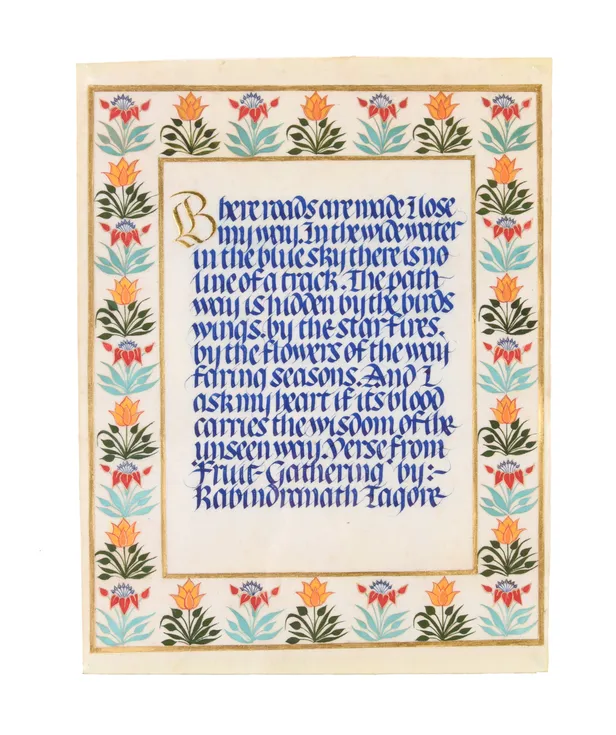 Calligraphic manuscript of verse taken from William Morris' Earthly Paradise