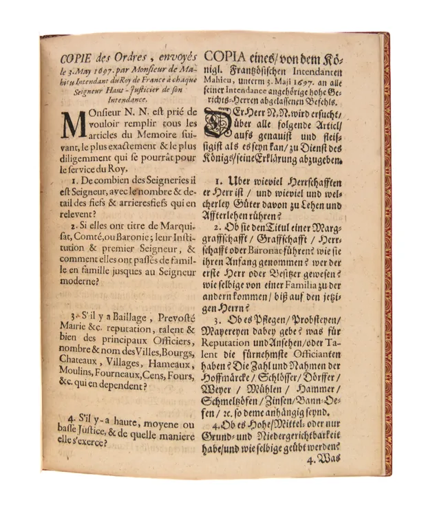 Echantillon de l'Oeconomie raffinée
[N.p., 3 May, 1697].