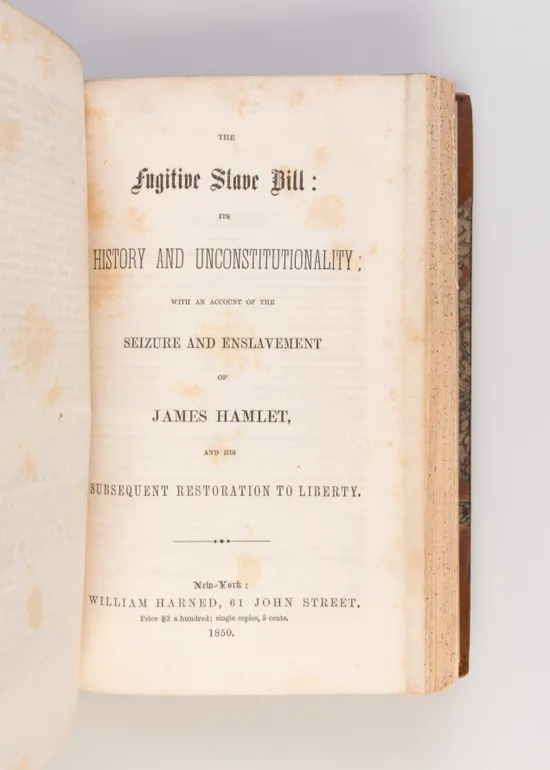 The Fugitive Slave Bill: Its History and Unconstitutionality; with an Account of the Seizure and Enslavement of James Hamlet, and his Subsequent Restoration to Liberty.