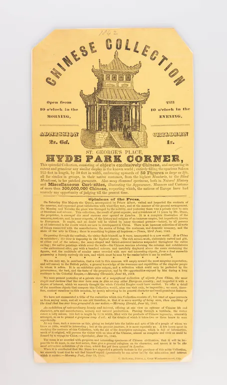 Chinese Collection. St George's Place, Hyde Park Corner