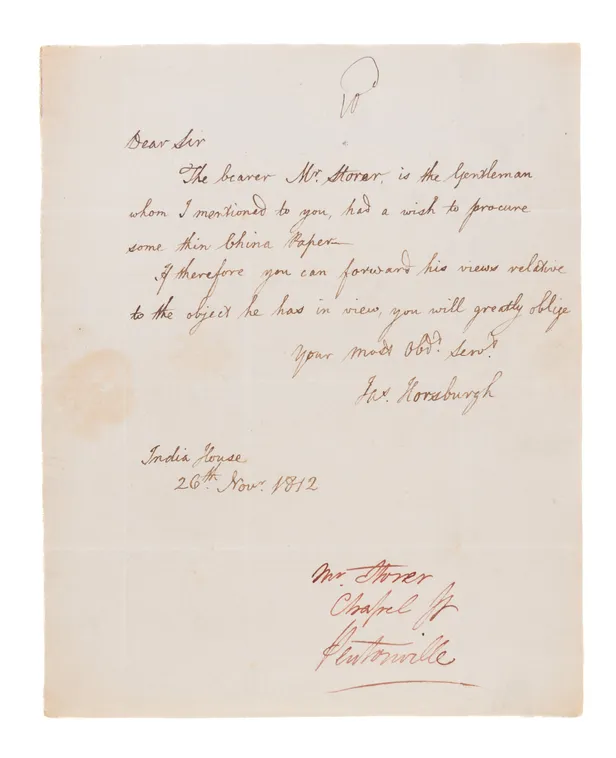 Autograph letter to Mr. Storer.