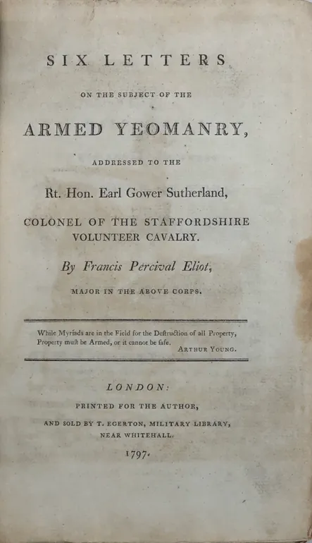 Six Letters on the Subject of the Armed Yeomanry,