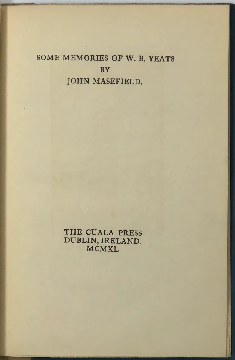 Some Memories of W.B. Yeats.