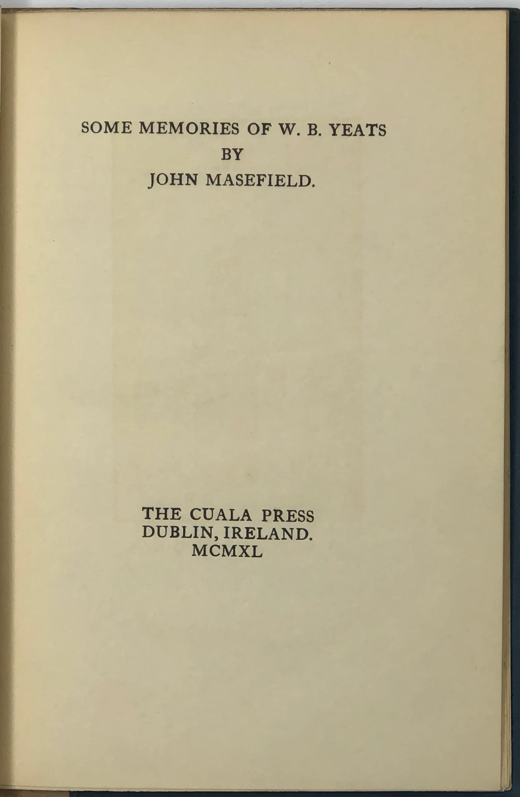 Some Memories of W.B. Yeats.