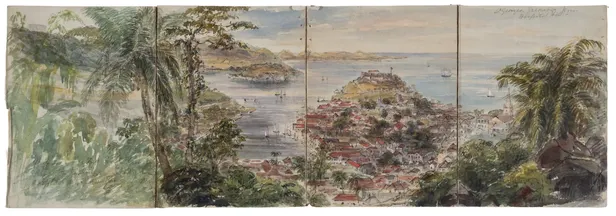 [Two fine panoramic views of Grenada.]