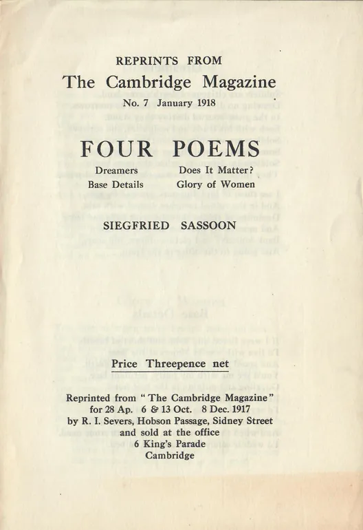 Four Poems. Dreamers. Does it Matter? Base Details. Glory of Women.