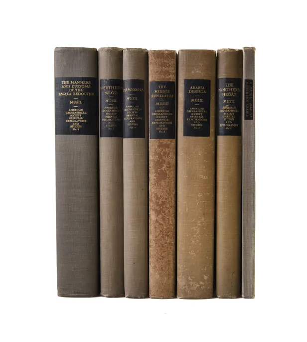 The Northern Hegaz [With] Arabia Deserta [and] The Middle Euphrates [and] Palmyrena [and] Northern Negd [and] The Manners and Customs of the Rwala Bedouins [plus] A. Musil Map of Northern Arabia (in case).