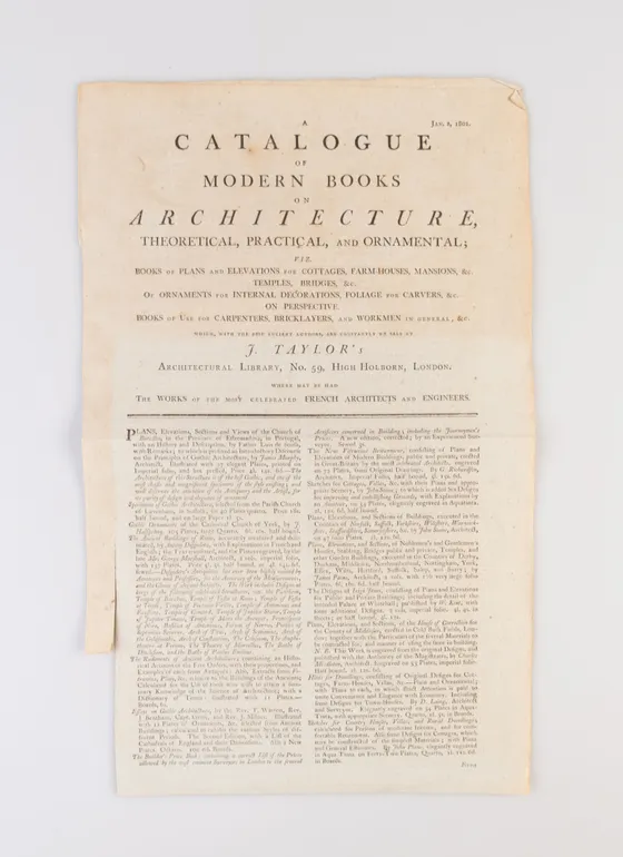 A Catalogue of Modern Books on Architecture, Theoretical, Practical, and Ornamental;
