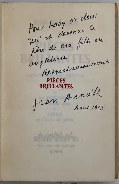 Pieces Brillantes. L'Invitation au Chateau. Colombe. La Répétition ou l'amour puni. Cécile ou les écoles des pères.