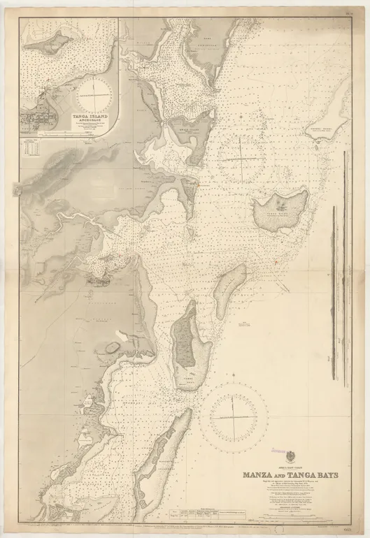 Africa East Coast Manza and Tanga Bays Tanga Bay and approaches surveyed by Commander W.J.L. Wharton and the officers of H.M. Surveying Ship Fawn, 1878. Manza Bay rom a German Government Survey, 1892 ...