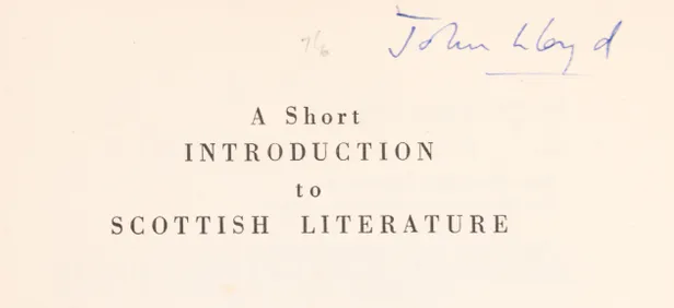 A Short Introduction to Scottish Literature.