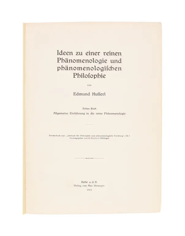 Ideen zu einer reinen Phänomenologie und phänomenolischen Philosophie.