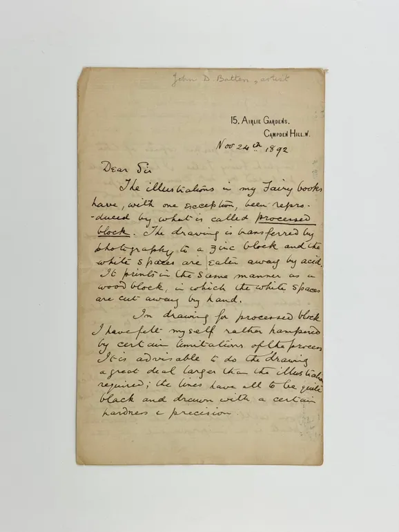 Autograph Letter Signed (“Dear Sir”). 4pp, 8vo. 24 Nov. 1892.