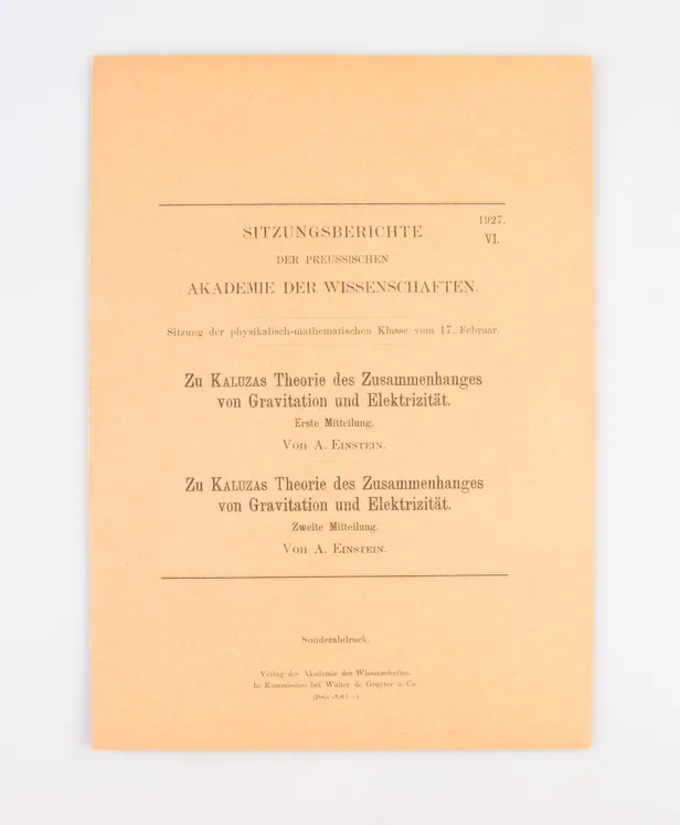 Zu Kaluzas Theorie des Zusammenhanges von Gravitation und Elektrizität. Erste Mitteilung. Zweite Mitteilung