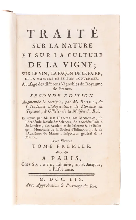 Trait sur la nature et sur la culture de la vigne: