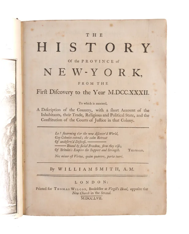 The History of the Province of New-York from the first discovery to the year MCCCXXXII.  To which is annexed, a description of the country, with a short account of the inhabitants, their trade, religious and political state, and the constitution of the co