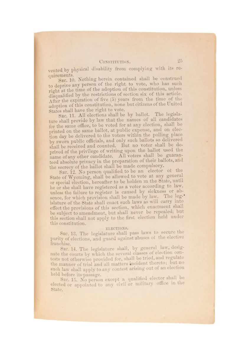 Constitution of the Proposed state of Wyoming Adopted in Convention at Cheyenne, Wyoming