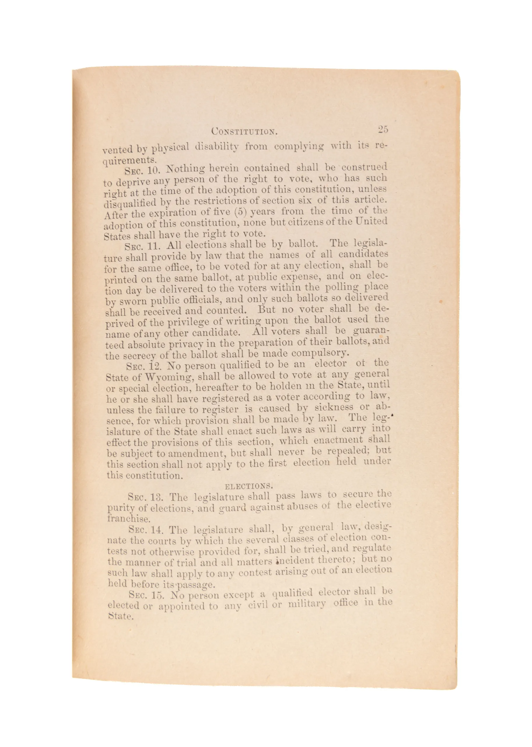 Constitution of the Proposed state of Wyoming Adopted in Convention at Cheyenne, Wyoming