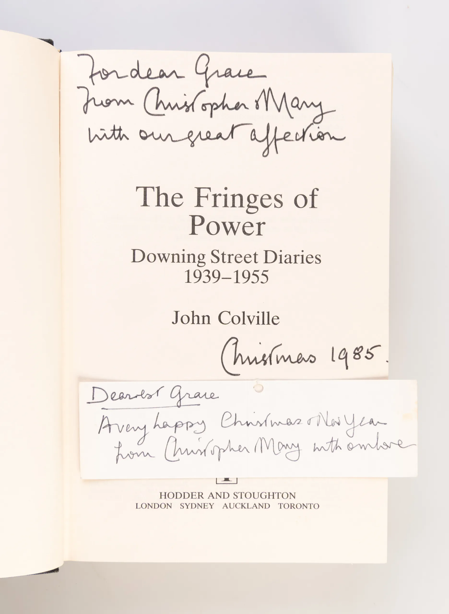 The Fringes of Power: Downing Street Diaries, 1939-1955.