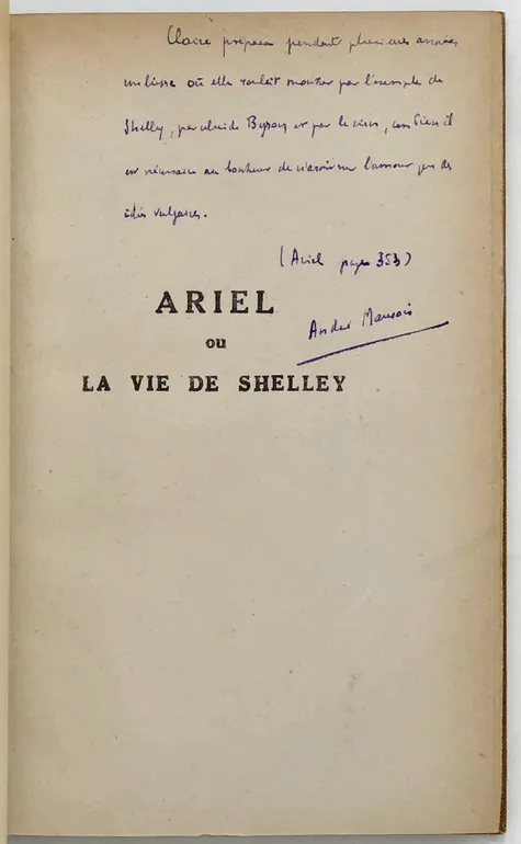 Ariel ou la Vie de Shelley.