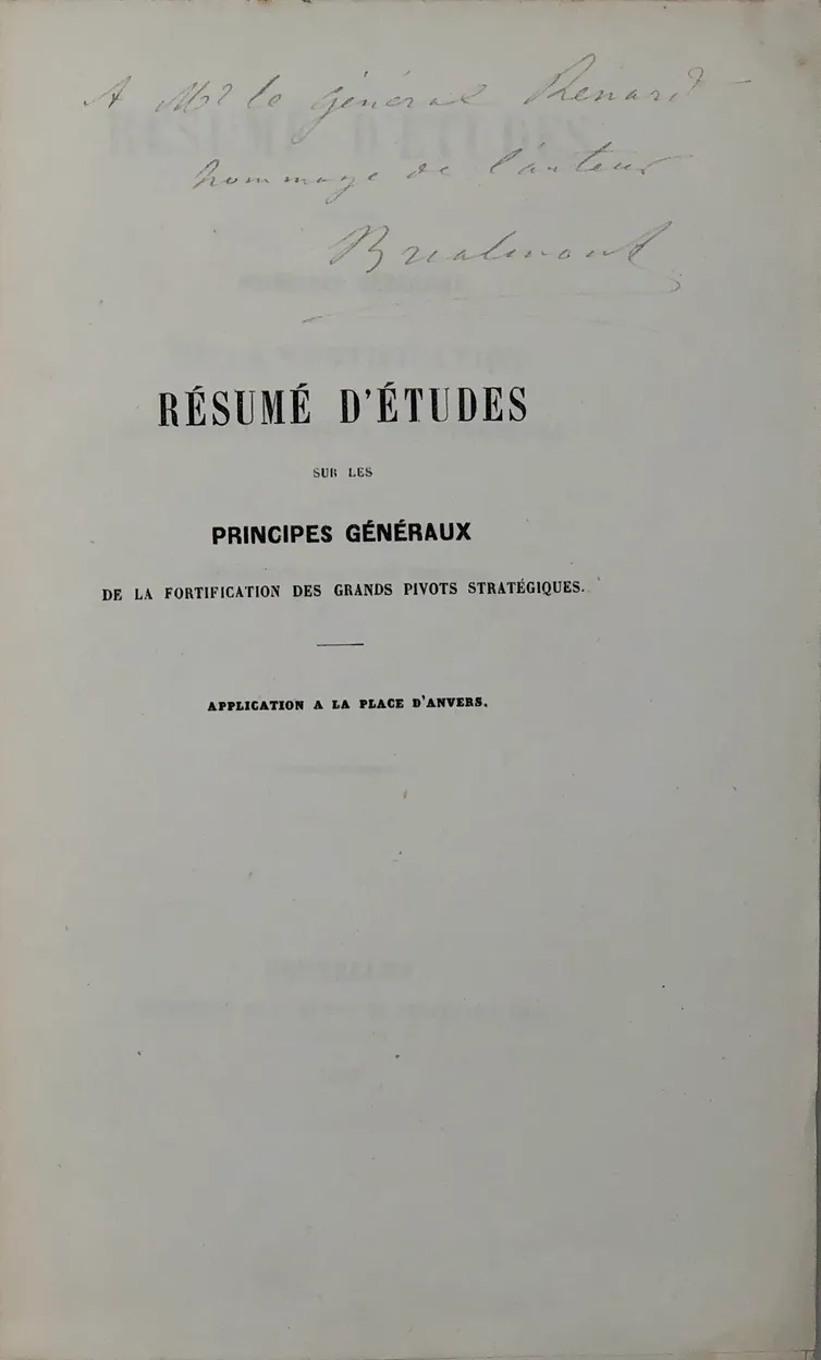 Résumé d'Études sur les Principes Généraux de la Fortification des Grands Pivots Stratégiques.