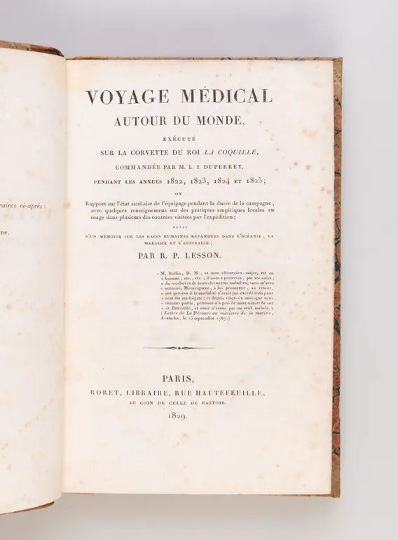 Voyage médical autour du monde sur La Coquille de 1822 à 1825