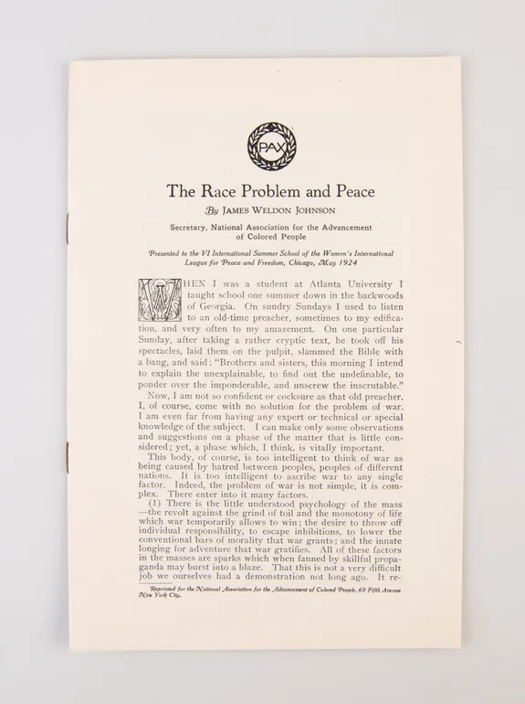 The Race Problem and Peace.