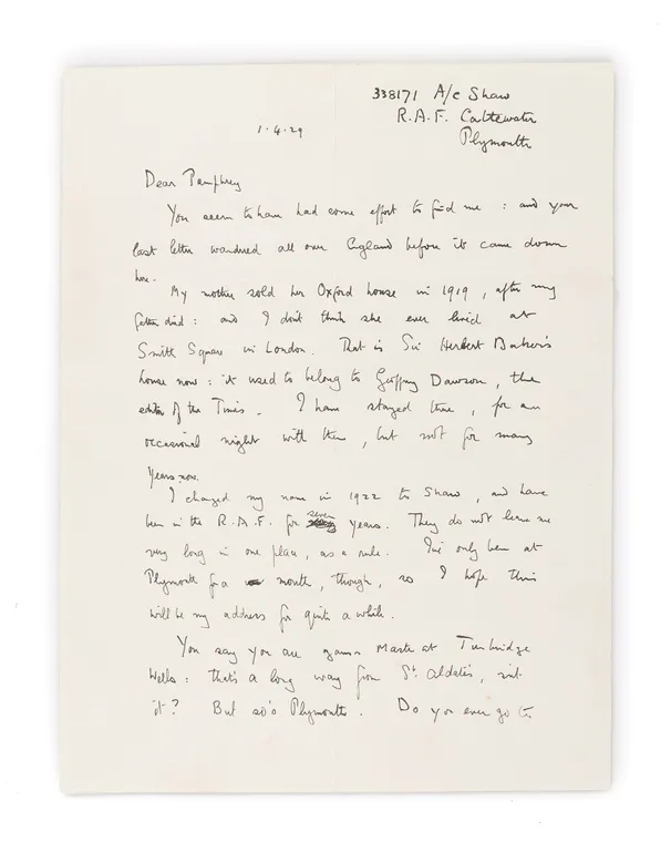 Autograph Letter Signed as 