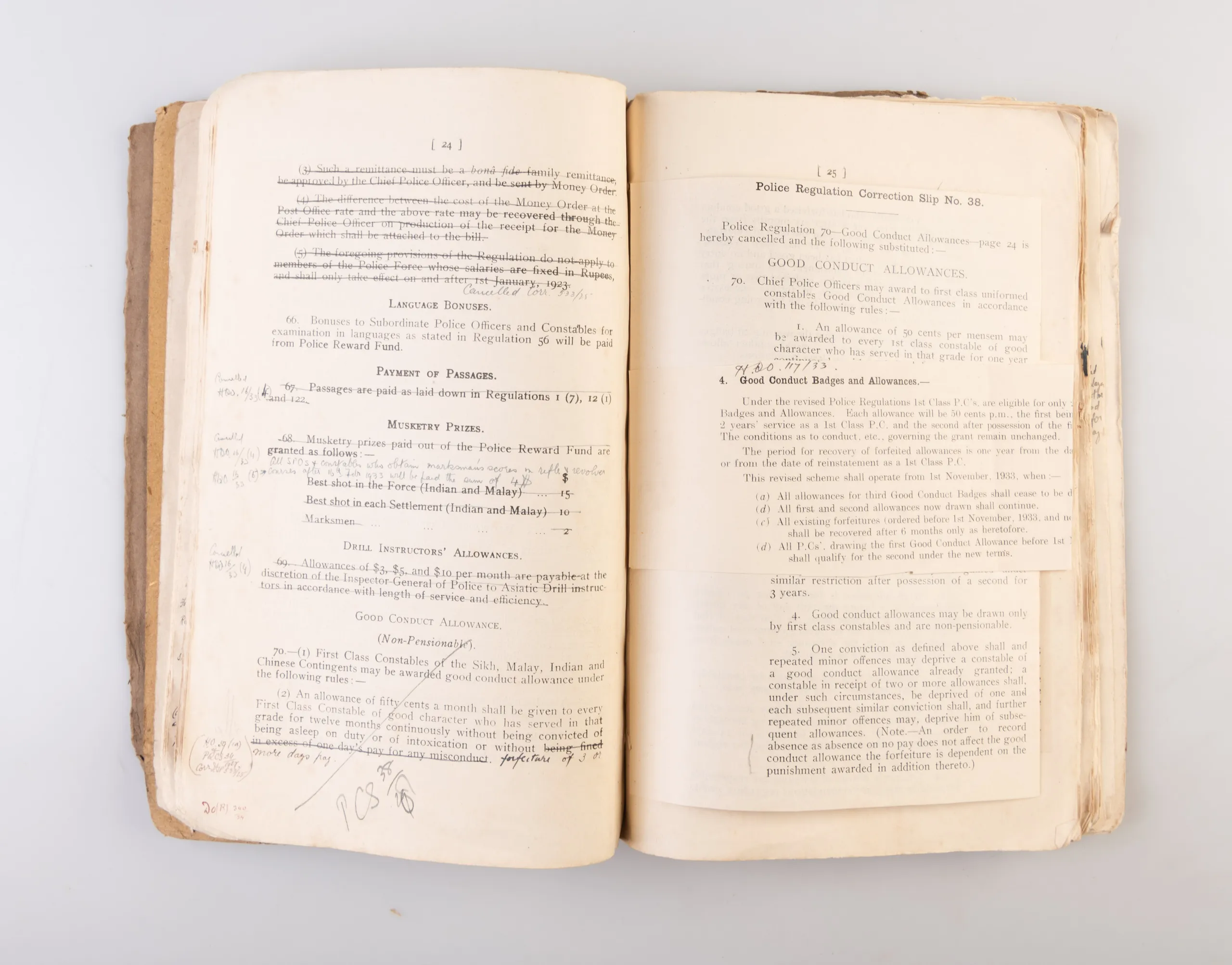 Straits Settlements. Regulations framed by the Governor in Council Under Section 56 of the Police Force Ordinance, 1920.