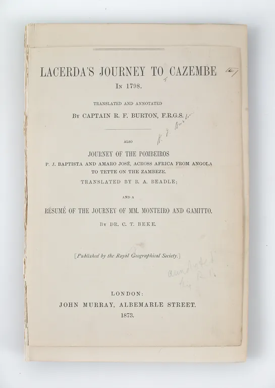 Lacerda's Journey to Cazembe in 1798.