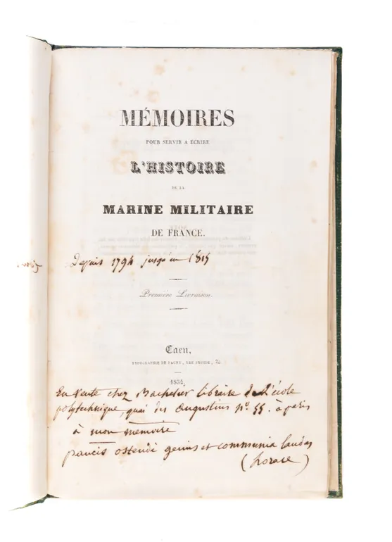 Memoires pour servir a ecrire l'histoire de la marine militaire de France