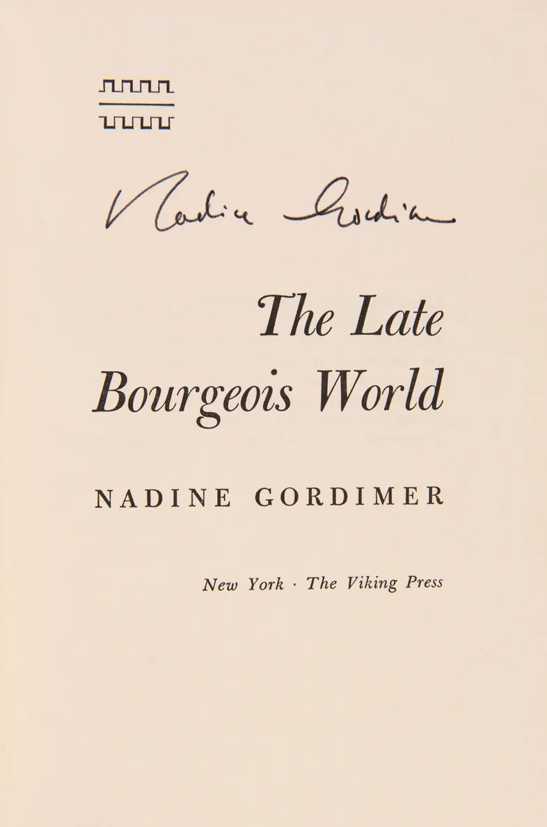 The Late Bourgeois World.