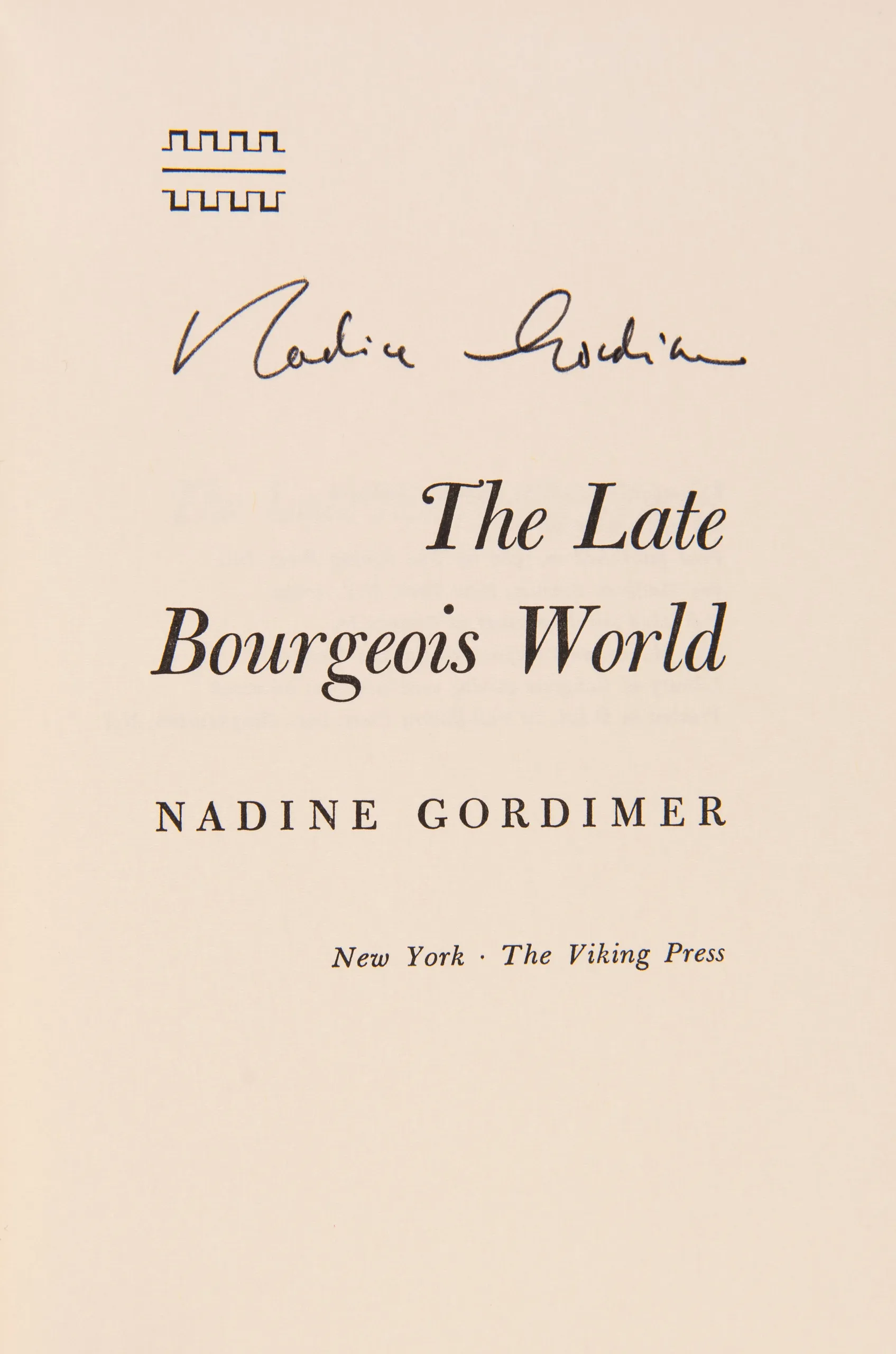 The Late Bourgeois World.