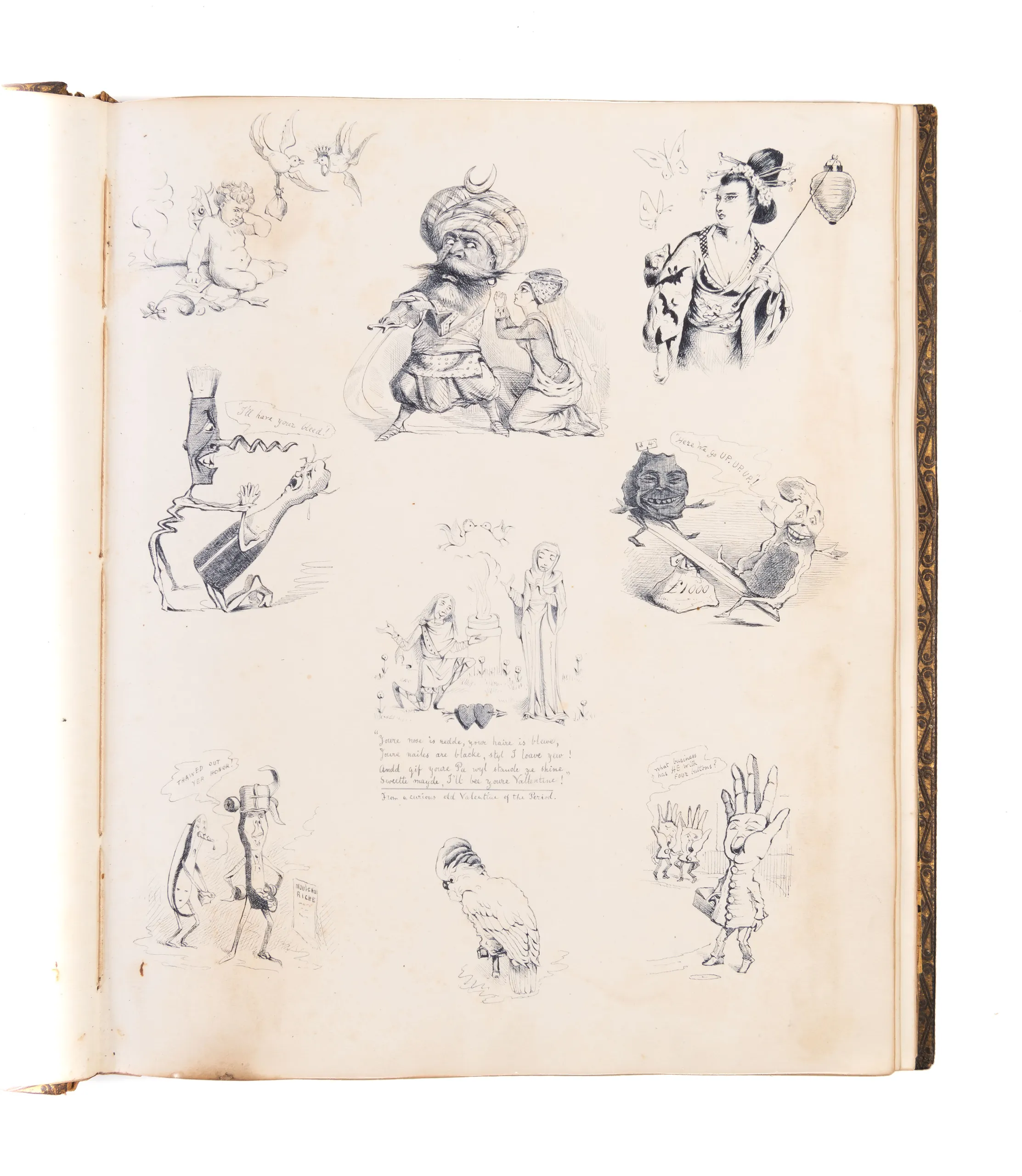 Album of whimsical drawings, late 19th century,
