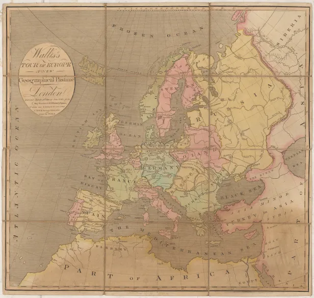 Wallis's Tour of Europe a new Geographical Pastime. Published ... by John Wallis at his Map Warehouse, No 13 Warwick Square. Of whom may be had upon the same Plan, A Tour through England and round the World.