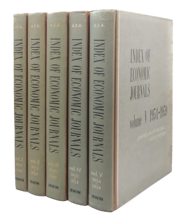 Index of Economic Journals. Volume I: 1886-1924; Volume II: 1925-1939; Volume III: 1940-1949; Volume IV: 1950-1954; Volume V: 1954-1959.