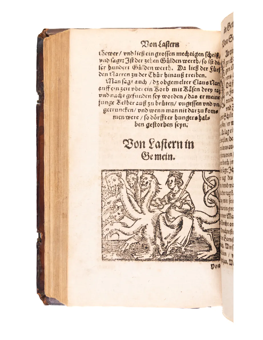 Schimpff und Ernst, Das ist ein Nützliches Buch, Darinn alle Welthändel… angezeigt werden… von newen in truck verfertiget…
Frankfurt, (Nikolaus Basse), 1570.